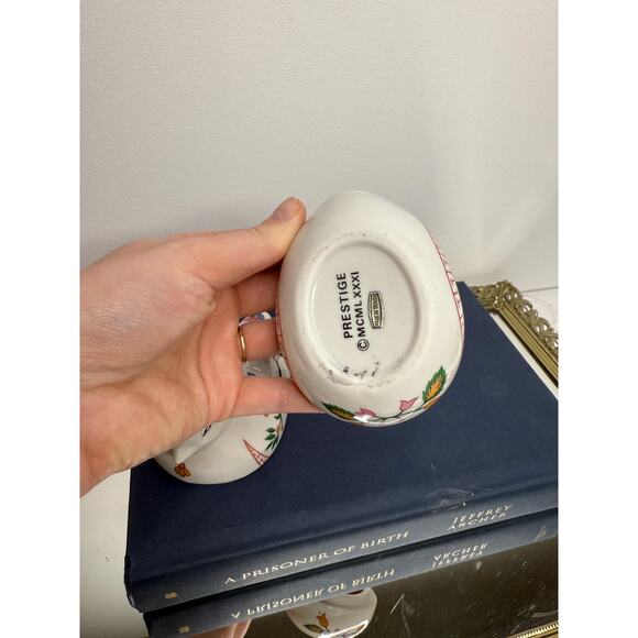 Prestige 1981 Porcelain Asian Floral Bird Candleholder Trinket Dish - Picture 10 of 12